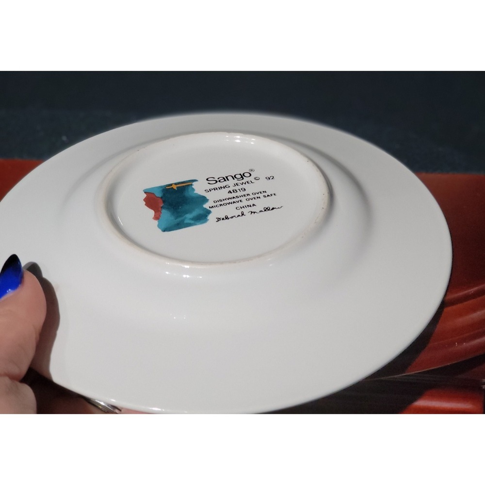 Flat Cup, & Saucer, Spring Jewel Collection, by Sango, Mug, and Plate Set - Picture 9 of 9